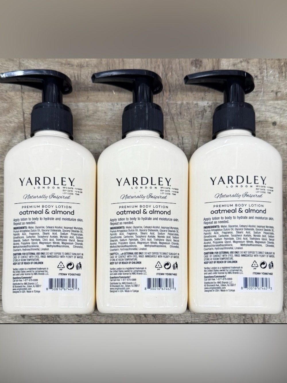 Yardley London Premium Body Lotion Oatmeal & Almond 3pc 8.4 oz Each. - Picture 2 of 2